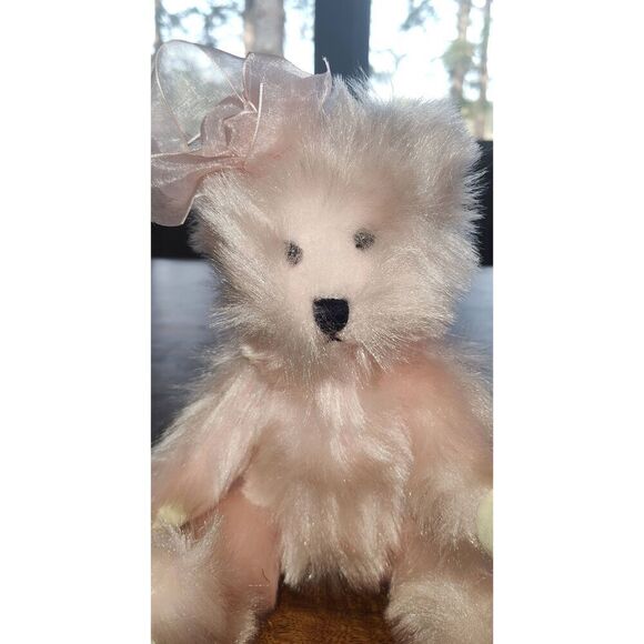 Vintage Progressive Plush Teddy Bear Soft Pink Bow 13" Stuffed Animal Toy origin - Picture 2 of 13